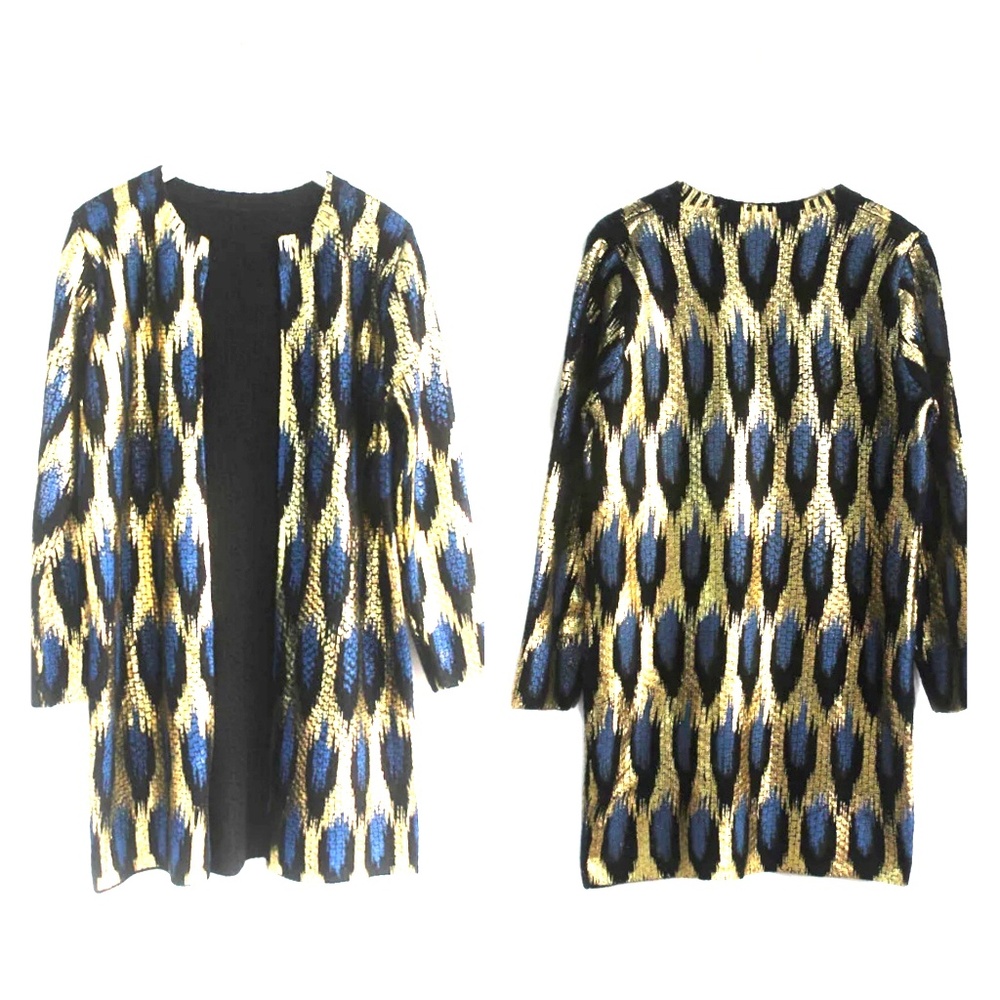 Peacock knitted long cardigan